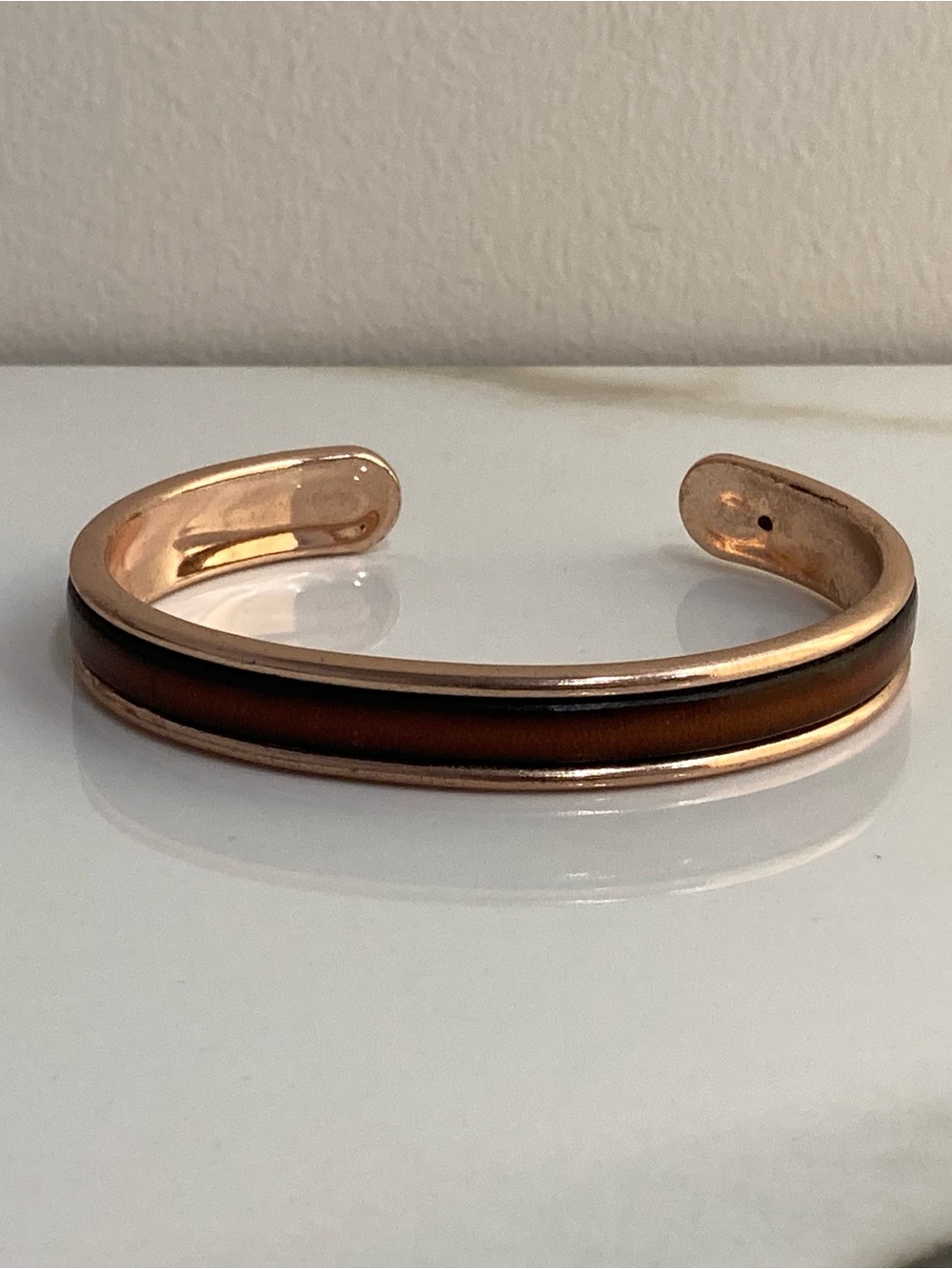 Rose Gold Tone Brown Leather Classic Cuff Bracelet NWT